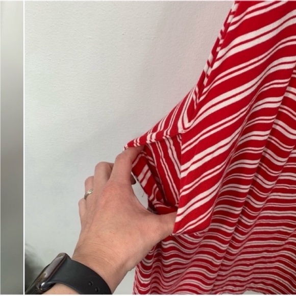 Lane Bryant Plus Size 18/20 Off Shoulder Striped Ruffle Midi Dress w/ Pockets - Picture 8 of 8